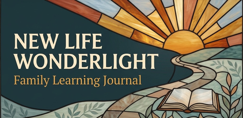 New Life Wonderlight Family Learning Journal banner with a sunrise, path, and open book